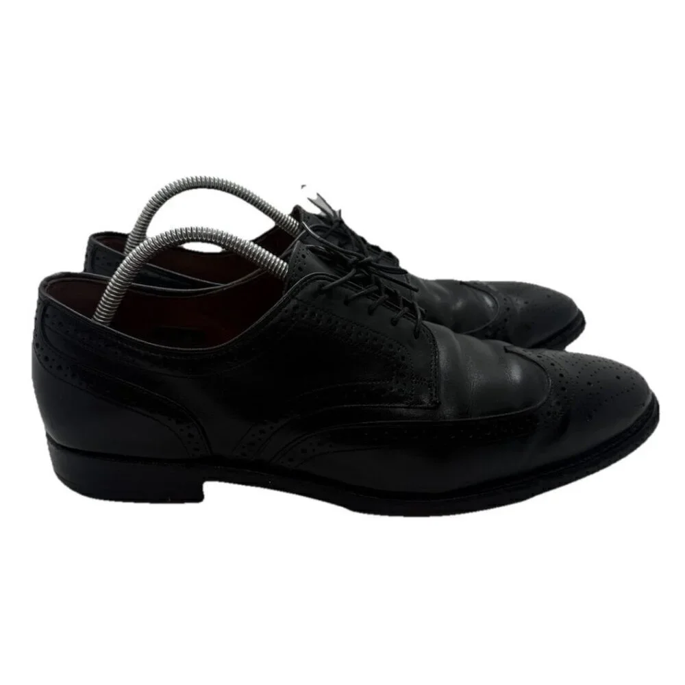 ALLEN EDMONDS Lombard Black Leather Wingtip Brogue Derby Shoes Men's Sz US 10.5D